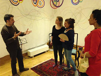 Dimitry conducting drama workshop